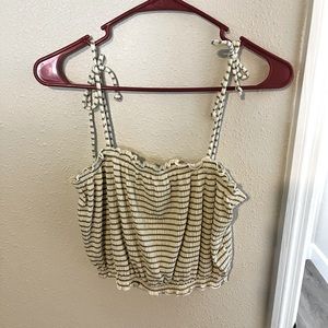 White and green strip Crop top, size medium